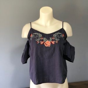 Navy Blue Floral Top